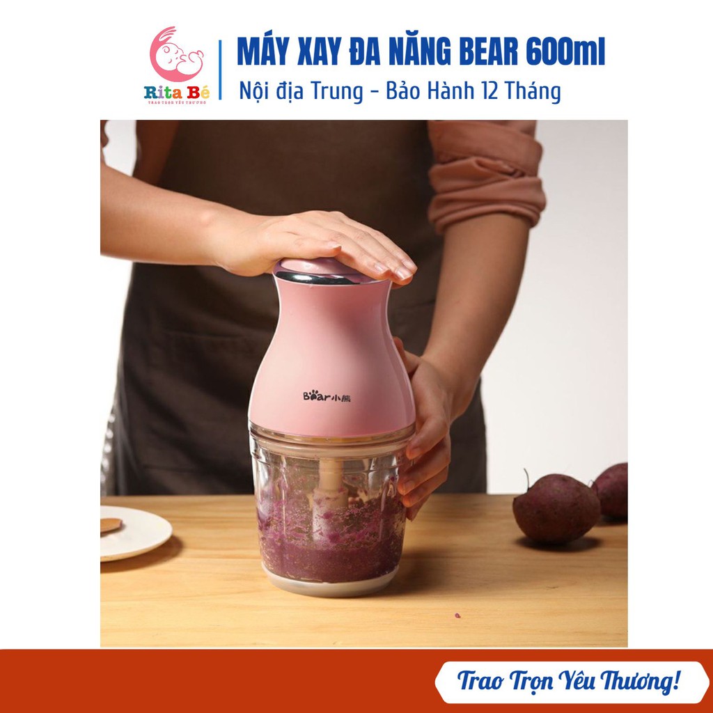 Máy Xay Đa Năng, Máy Xay Sinh Tố, Xay Đồ Ăn Dặm Cho Bé Bear 600ml Cối Thuỷ Tinh - Hàng Nội Địa Trung