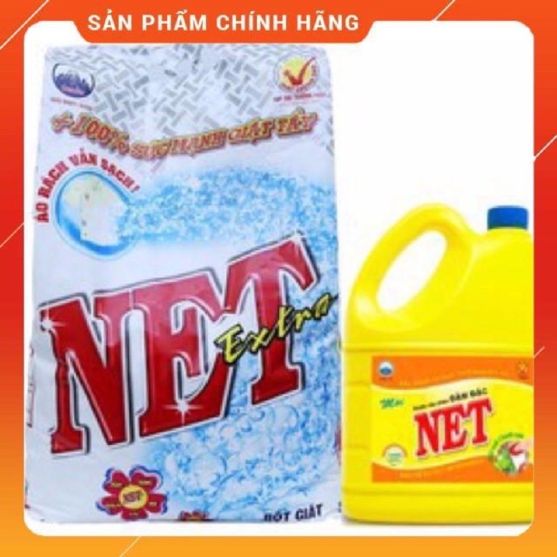 Bột giặt Net hương hoa 6kg tặng rửa chén can 1,5 kg chanh