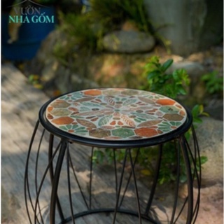 Đôn ghế gốm mosaic cổ điển, đôn mặt lắp ghép cổ điển- Vườn Nhà Gốm