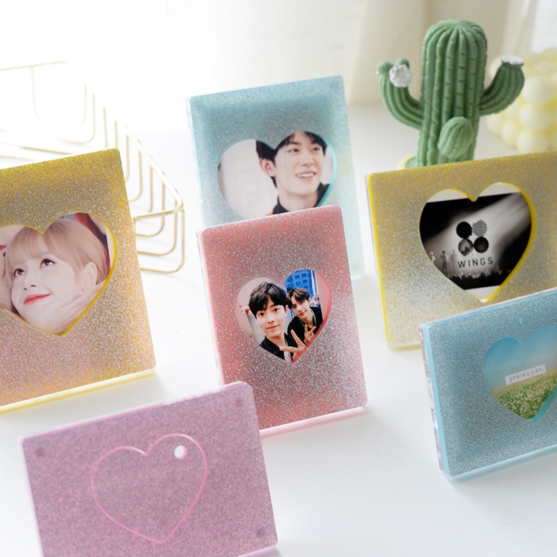 Giá Đỡ Ảnh 3inch 4inch Từ Tính Bằng Acrylic Hình Trái Tim Để Bàn Trang Trí