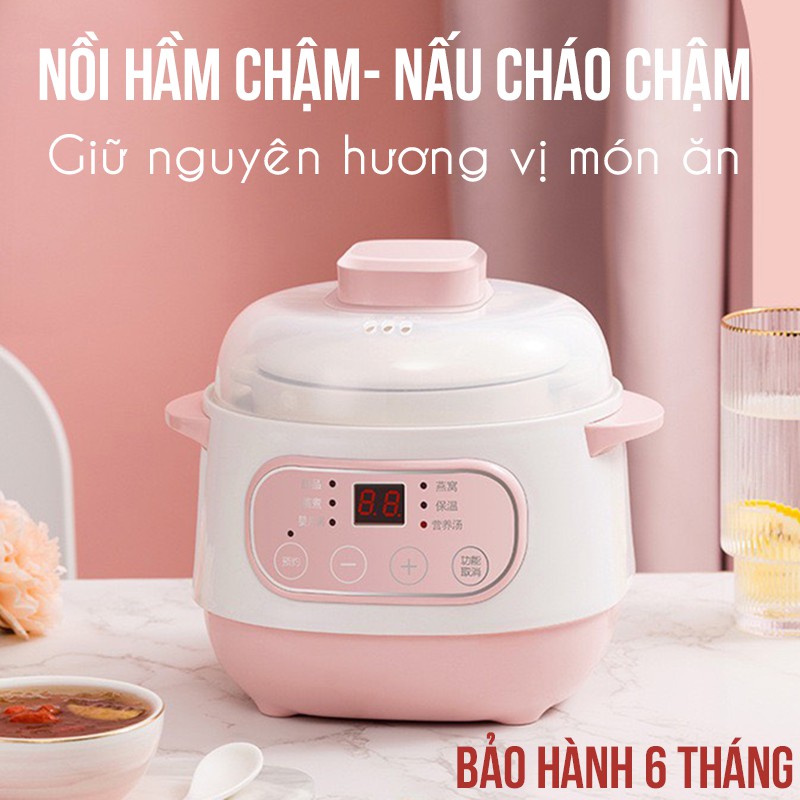 Nồi Nấu Cháo Chậm Nồi Hầm Điện Cách Thủy Dung Tích 1L Tiết Kiệm Điện