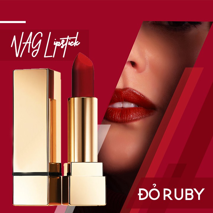 Son lì NAG Lipstick hai màu đỏ cam, đỏ ruby sang trọng cho đôi môi mềm, quyến rũ - N.A.G Beauty