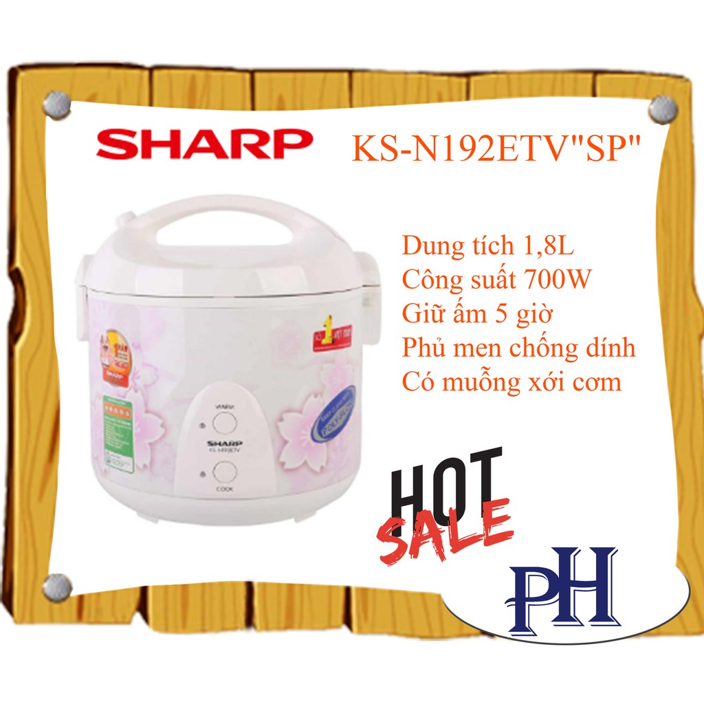 Nồi cơm điện nắp gài Sharp KS-N192ETV "SP" 700W 1.8L