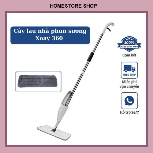 [HÀNG CAO CẤP] Cây lau nhà phun sương thông minh xoay 360 độ cán dài 125cm siêu sạch