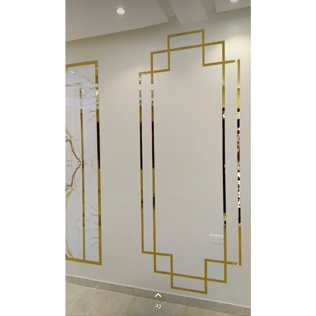 Nẹp la inox trang trí dán tường-trần, nẹp màu vàng gương bản 1.5cm, 1 thanh dài 2m4
