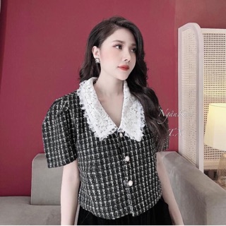 [viedeo+ảnh thật ]Áo dạ cổ sen, áo dạ cổ ren trắng