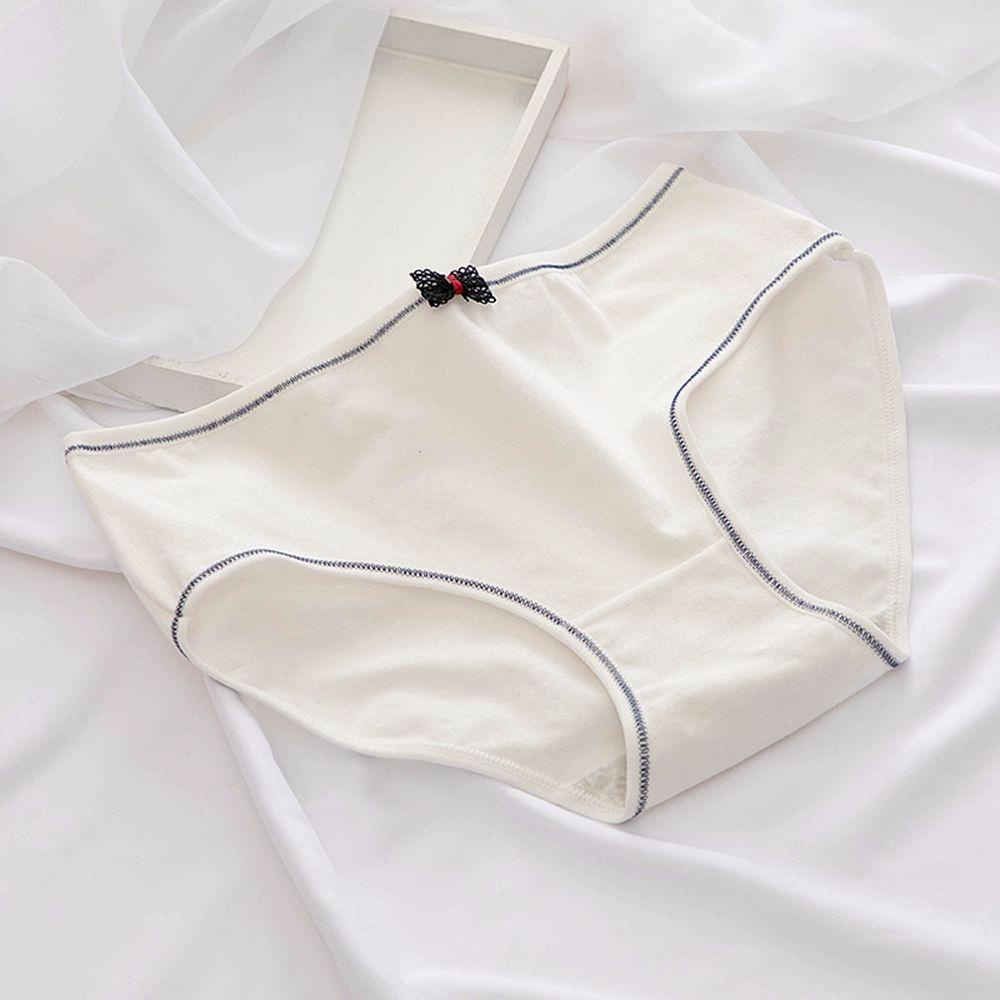 OCEANMAP Quần Lót Lưng Vừa Thoáng Khí Đính Nơ Thiết Kế Đơn Giản Cho Nữ