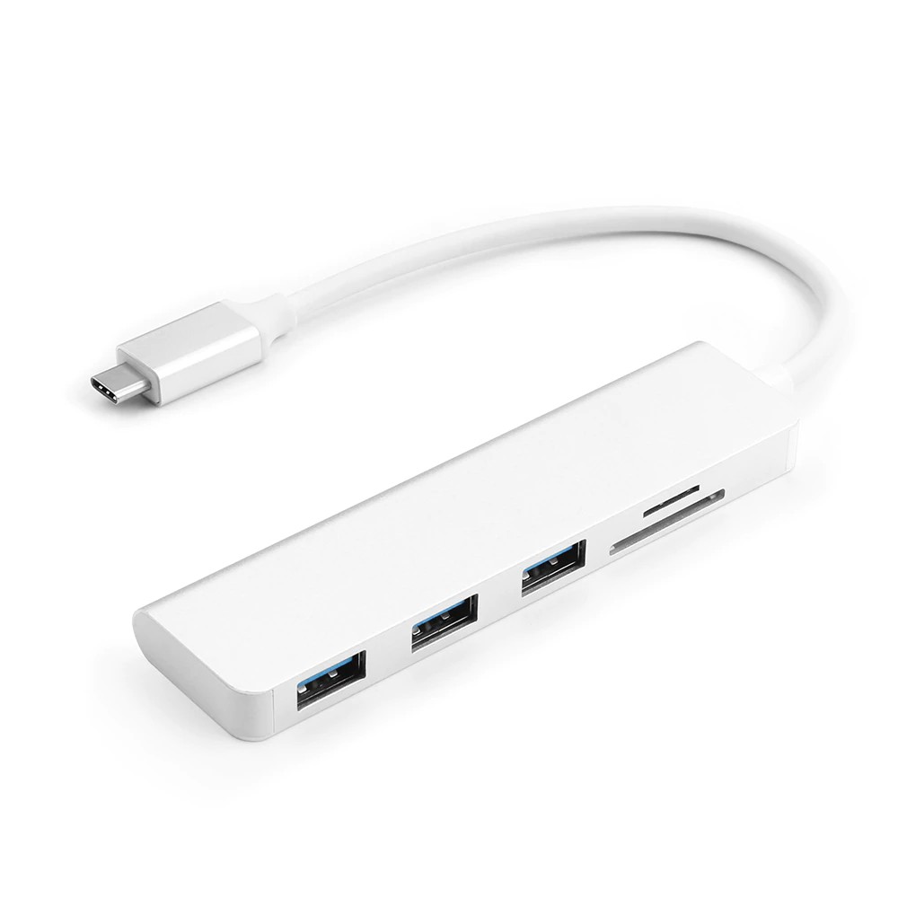 [COD Ready Stocks]Type-C 3-Port USB3.0 Hub Adapter Data SD Slot Card Reader