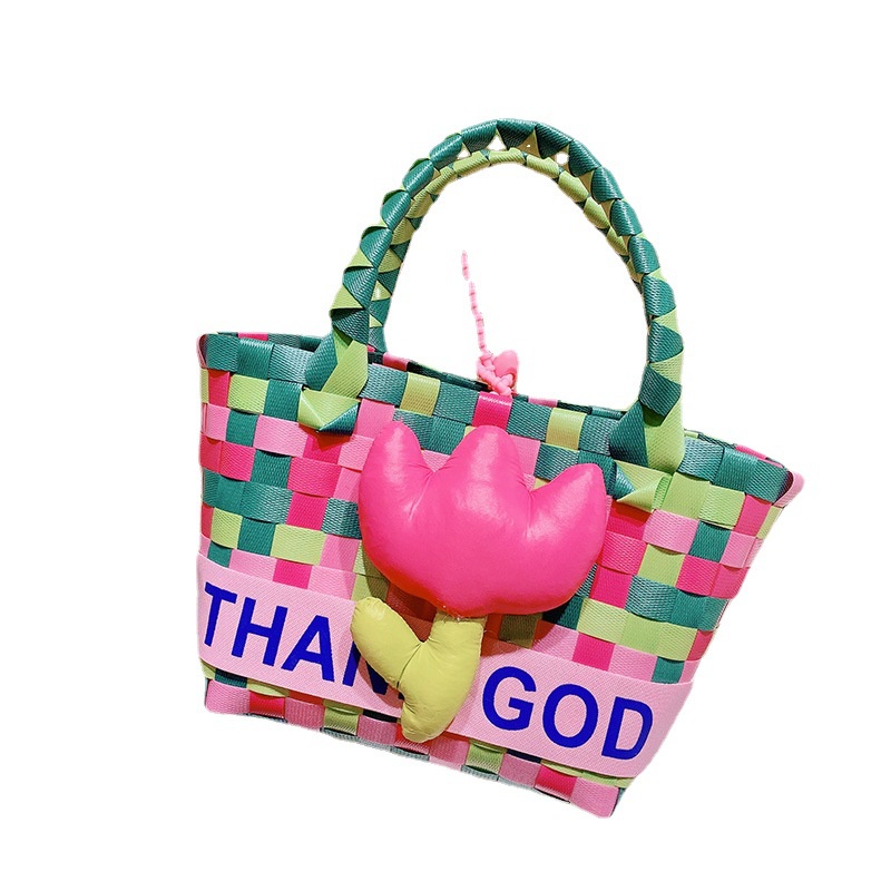 Túi Xách Hoa Tulip Ba Chiều Bằng Vải Cotton Dệt In Chữ Cá Tính Nhiều Màu Sắc
