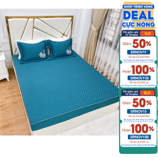 Ga gối lụa trần thêu thương hiệu LV SHOP chiếu cao su