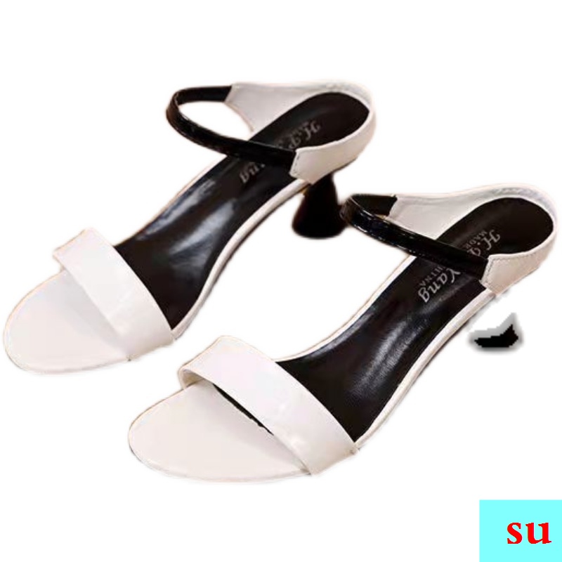 Giày Sandal Cao Gót Hở Ngón Cài Khóa Màu Đỏ Phong Cách Hàn Quốc Mới Dễ Phối Đồ Thời Trang Cho Nữ