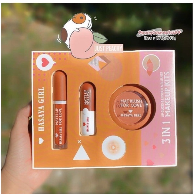 🍭 Set Make-up Trang Điểm 3 Món Hasaya Girl Tone Cam Đào Xinh Lắm Luôn, Son kem+ Son Sáp + Phấn Má - Y213 | BigBuy360 - bigbuy360.vn