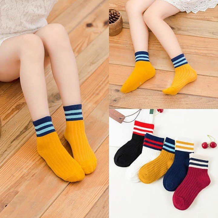 Tất len tăm sọc cổ cao cho bé 7-12 Tuổi