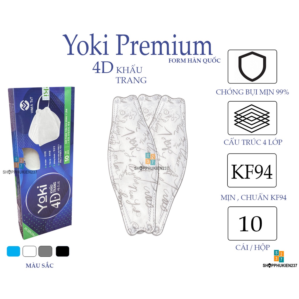Khẩu trang 4D KF94 Yoki 4 Lớp Hàng Chính Hãng Công Ty
