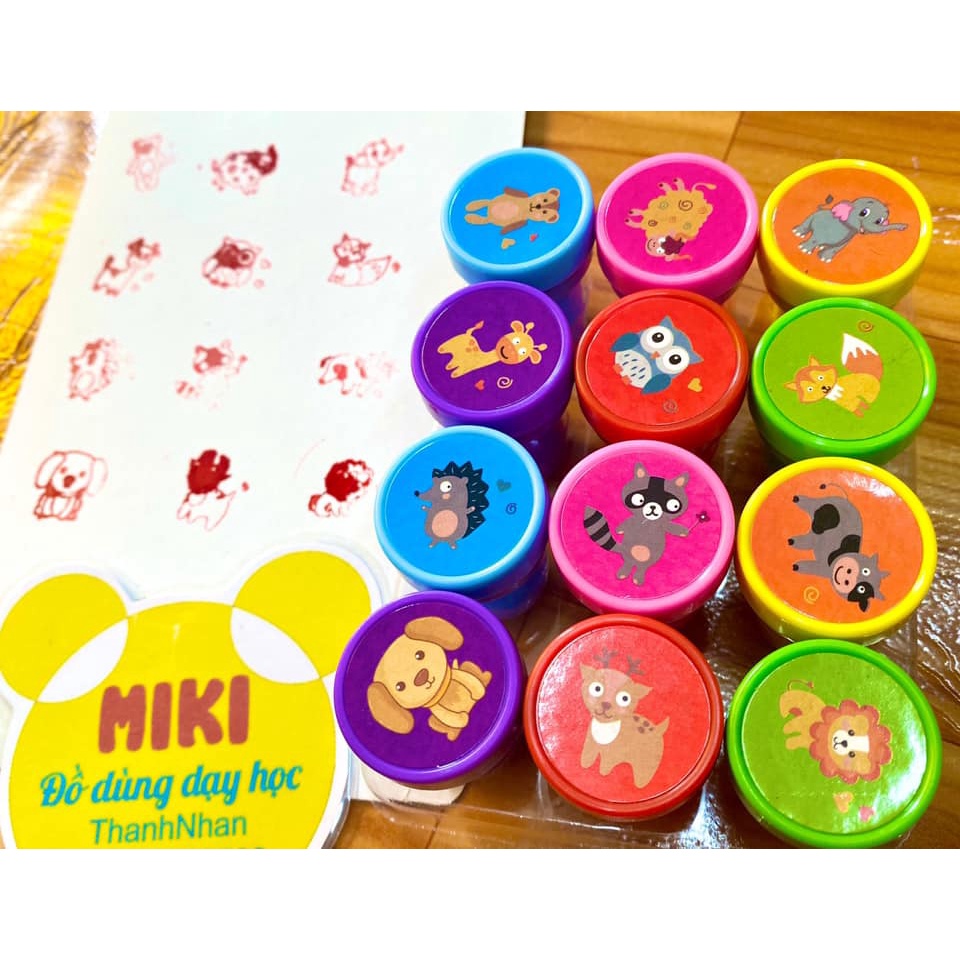 SET 12 DẤU MỘC IN HÌNH DỄ THƯƠNG (giao mẫu ngẫu nhiên)