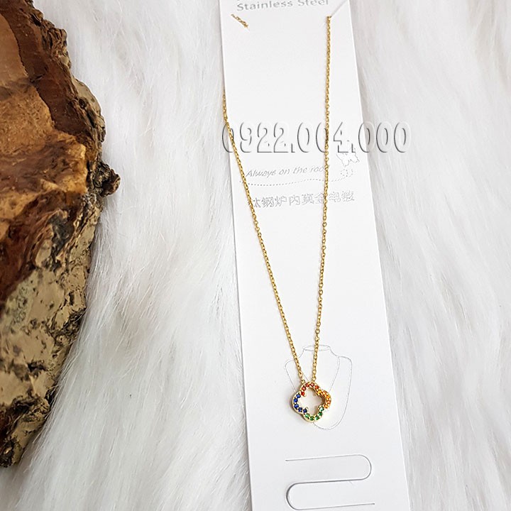 Dây chuyền nữ mặt bông eo vy đính đá 4 màu DZ1479.