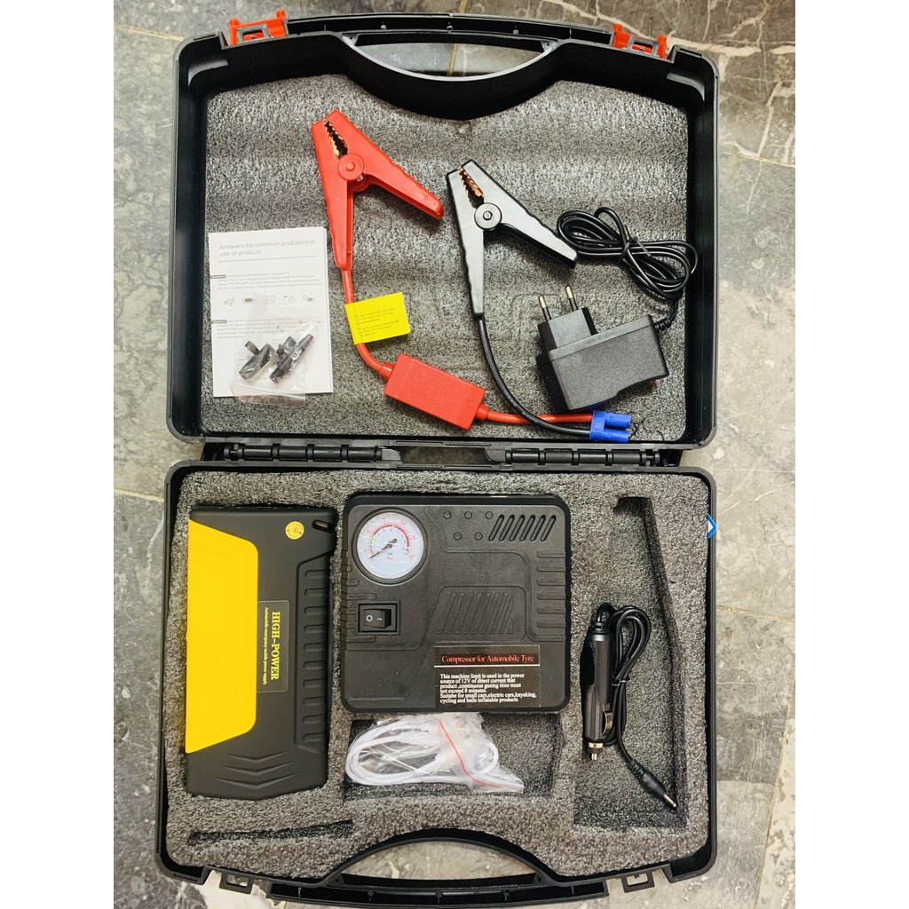 Bộ Kích Bình Ô Tô Đa Năng Kiêm Sạc Dự Phòng Kèm Bơm Lốp Xe, Bộ Kích Bình Ô Tô Cao Cấp 3 Trong 1