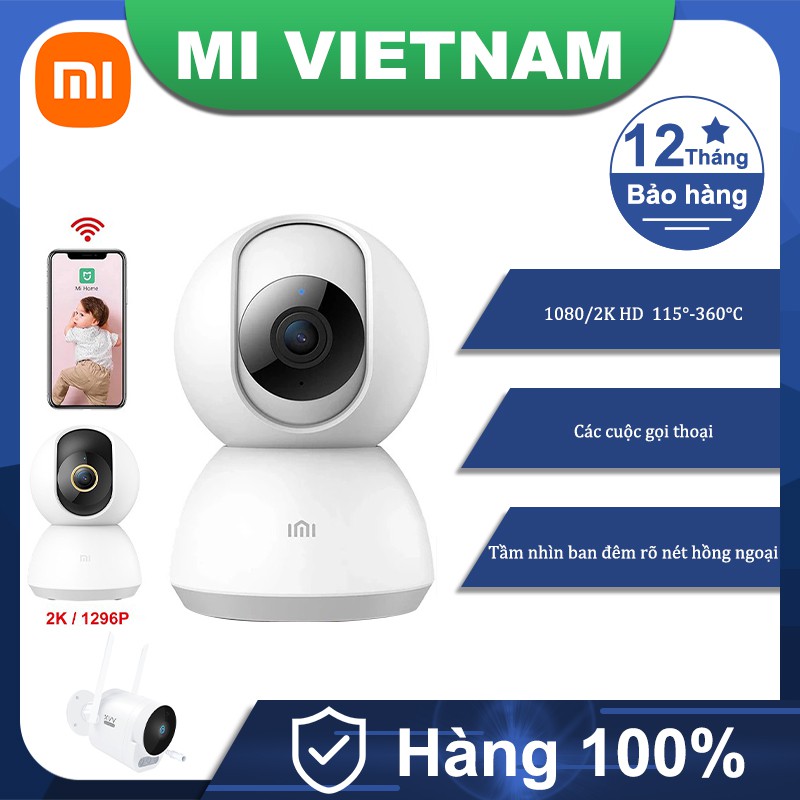 Máy ảnh giám sát Xiami IP Camera 1080P/2K 1296P HD 360 ° WiFi Night Vision Webcam Bảo hành 12 tháng