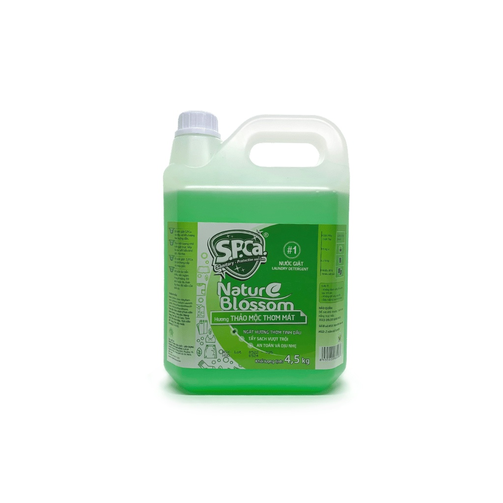 Nước Giặt Quần Áo Thơm Lâu SPCa 4.5Kg Cao Cấp Sạch Nhanh, Mềm Vải, Lưu Hương Lâu, Không Hại Da Tay