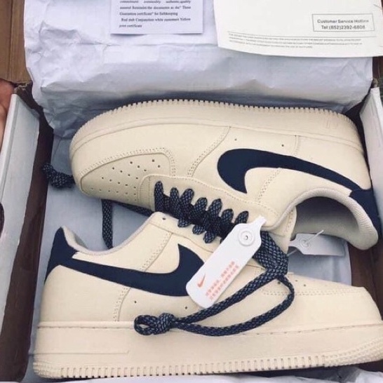 , Giày air force 1 be sữa tích xanh thể thao nam nữ full size full phụ kiện