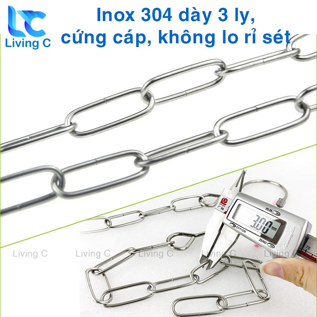 Dây XÍCH INOX treo móc quần áo Living C thông minh tiết kiệm diện tích tủ _X35