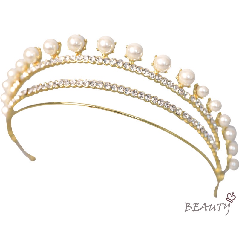 Băng đô cài tóc đính đá 3 hàng lấp lánh cho phù dâu