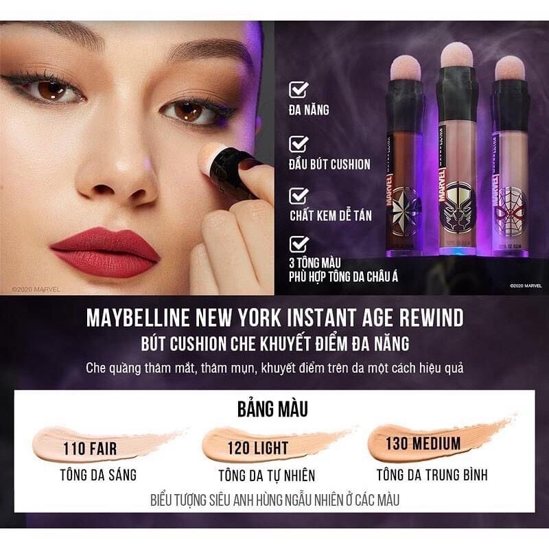 [Phiên Bản MARVEL] Bút Cushion Che Khuyết Điểm Đa Năng Instant Age Rewind Maybelline New York 6ml | BigBuy360 - bigbuy360.vn
