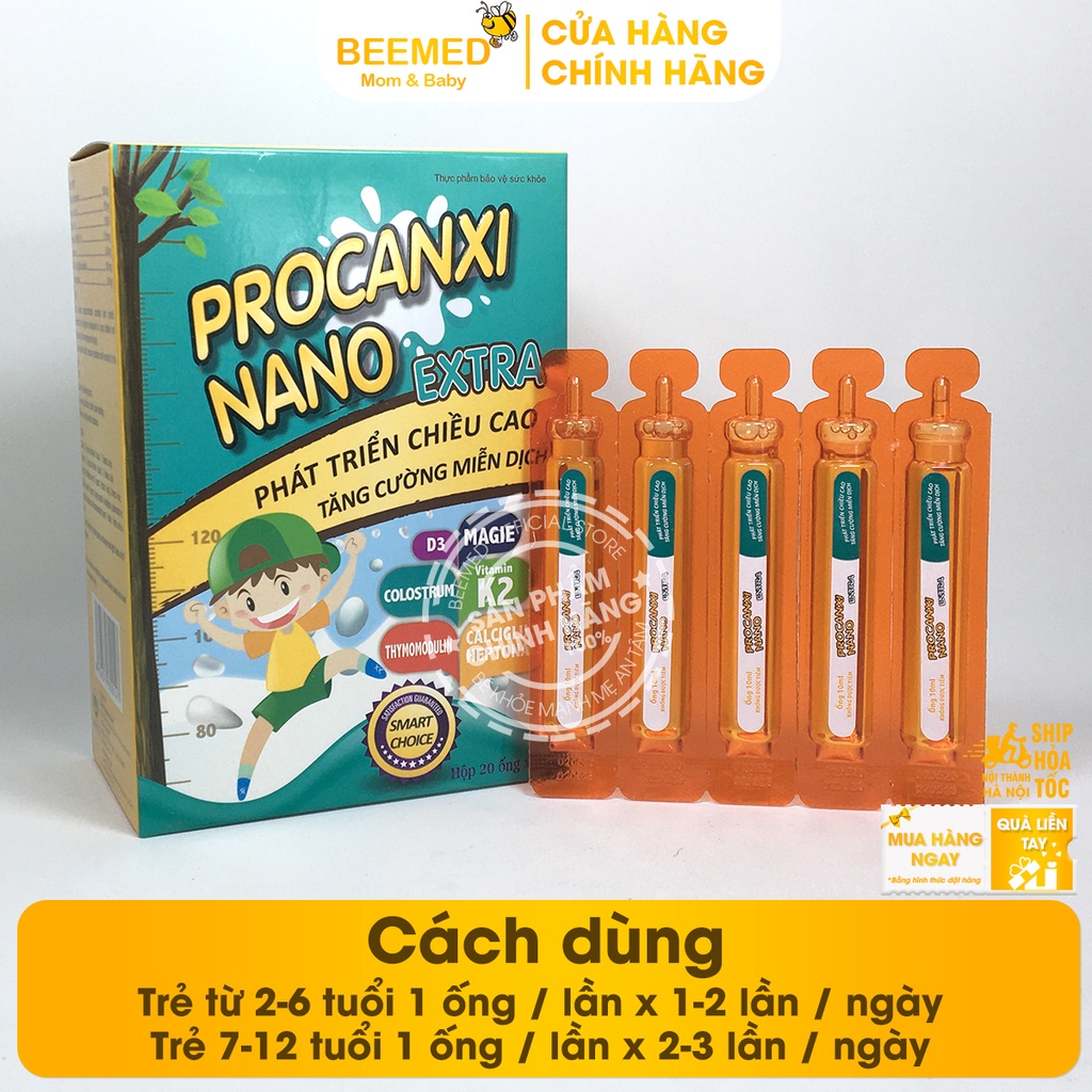 Bổ sung canxi và tăng sức đề kháng với FOS Procanxi Nano và Thymodulin Hộp 20 ống tiện lợi