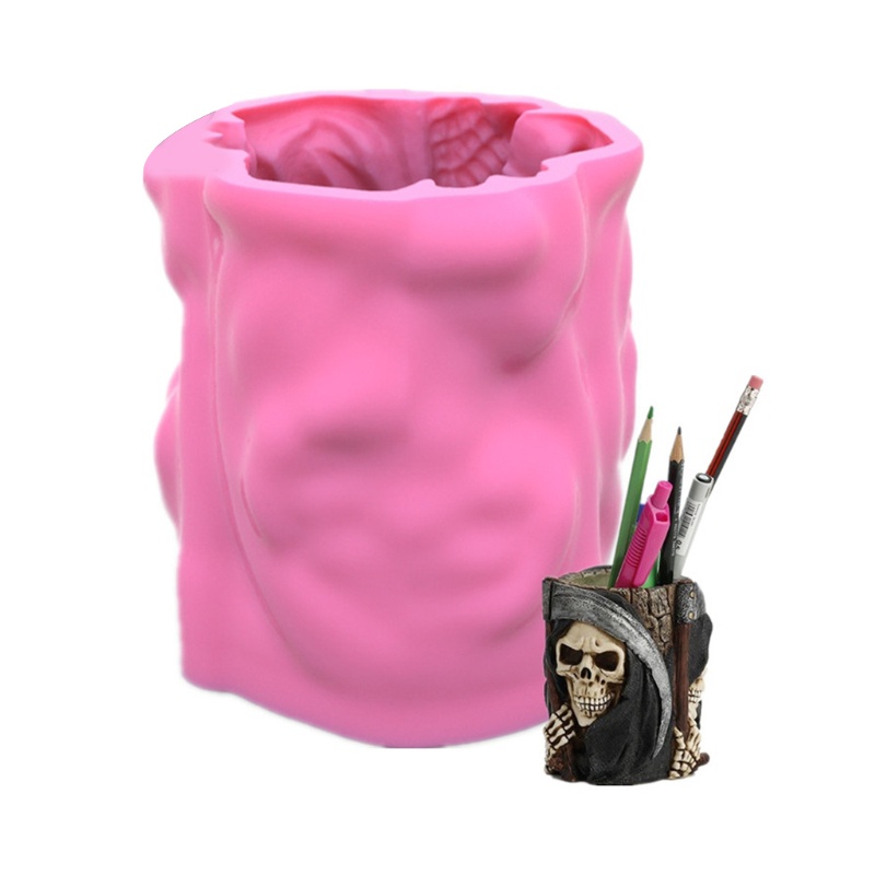 Khuôn Silicone Làm Chậu Hoa Thiết Kế Hình Đầu Lâu Độc Đáo