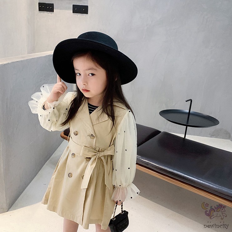 Đầm Dài Tay Họa Tiết Chấm Bi Cho Bé