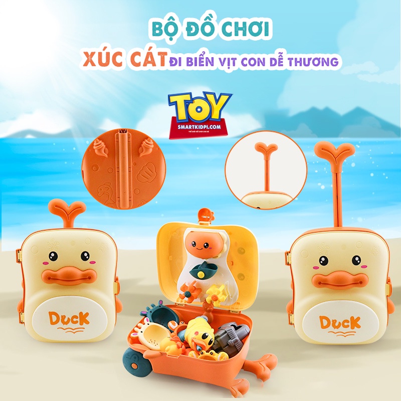 Đồ chơi xúc cát đi biển cực nhiều chi tiết, Vali kéo du lịch cho bé chơi xúc cát