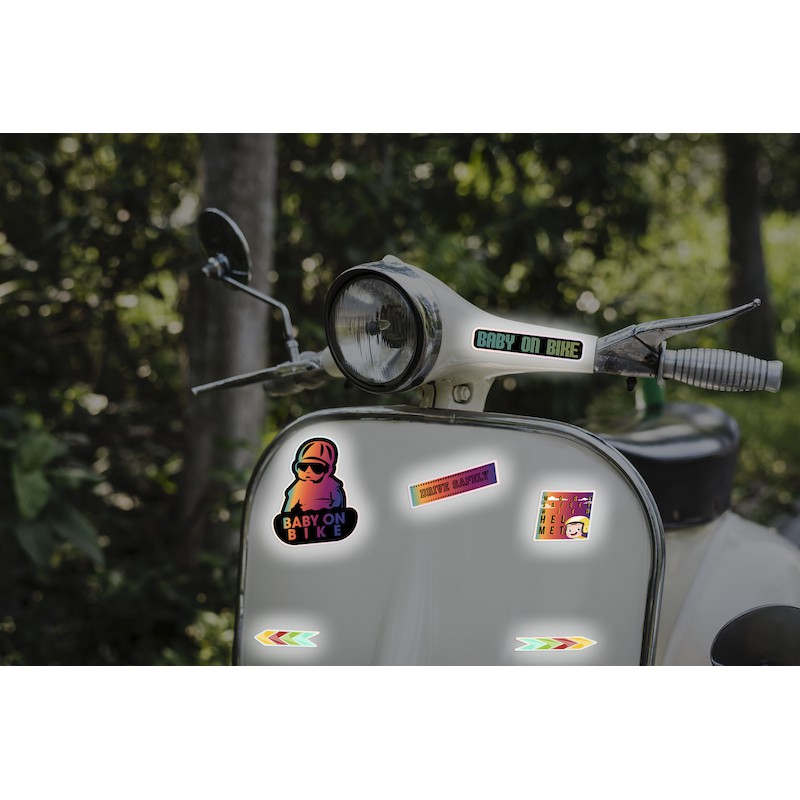 Sticker reflective hình dán phản quang 3M Premium - STICKER FACTORY - chủ đề Baby on Bike