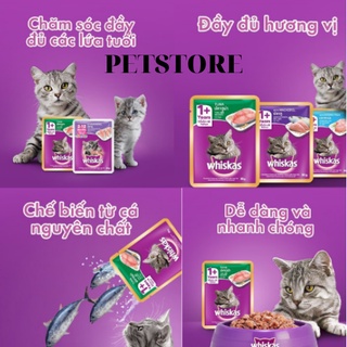 Pate Whiskas các vị cá biển,thu,ngừ dành cho mèo lớn 80g