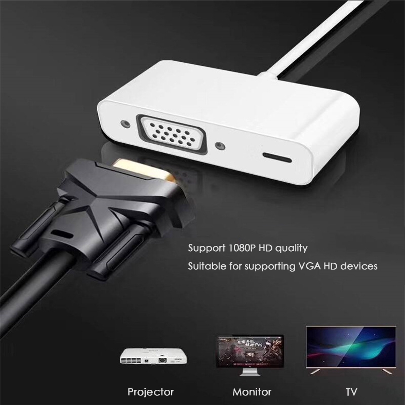 Lightning to VGA Adapter For Iphone X 5s 6 6s 7 7 Plus Ipad For Apple TV Device vn