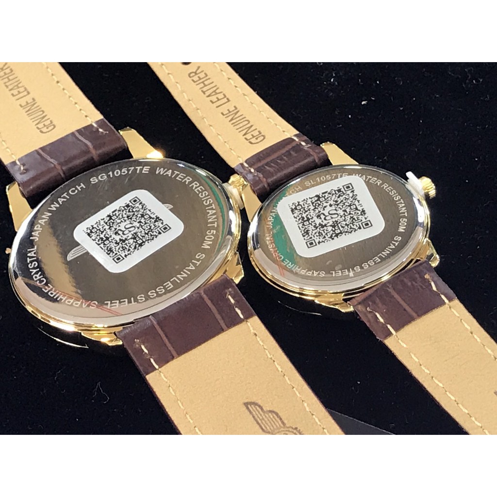 Đồng hồ nam nữ SRWATCH SL3002.4102CV &amp; SG 3002.4102CV Mặt Kính Sapphire Dây Da Nâu C
