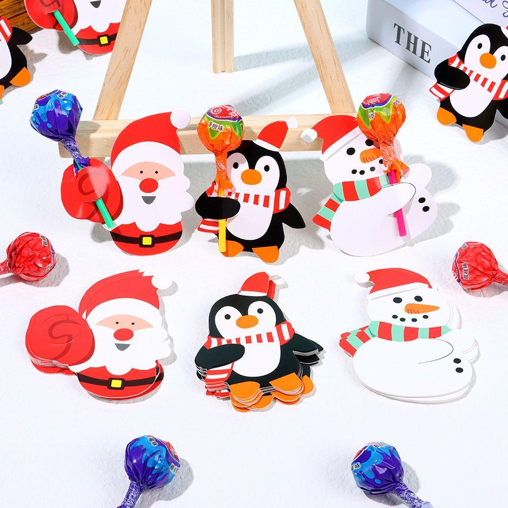 Set 50 Thẻ Giấy Trang Trí Kẹo Mút / Bánh Kẹo Họa Tiết Giáng Sinh Dễ Thương