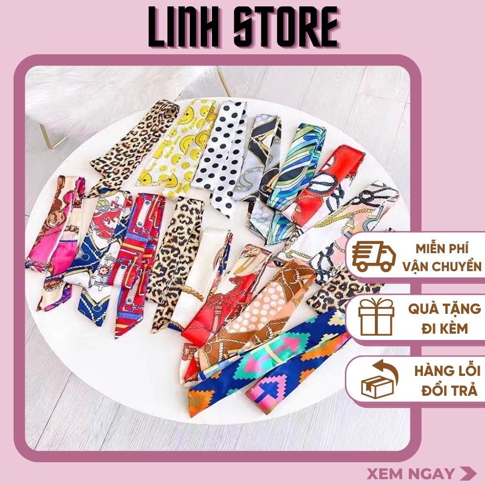 Khăn lụa Linh Store buộc tóc Turban choàng quàng cổ, Cột Tóc, quấn túi