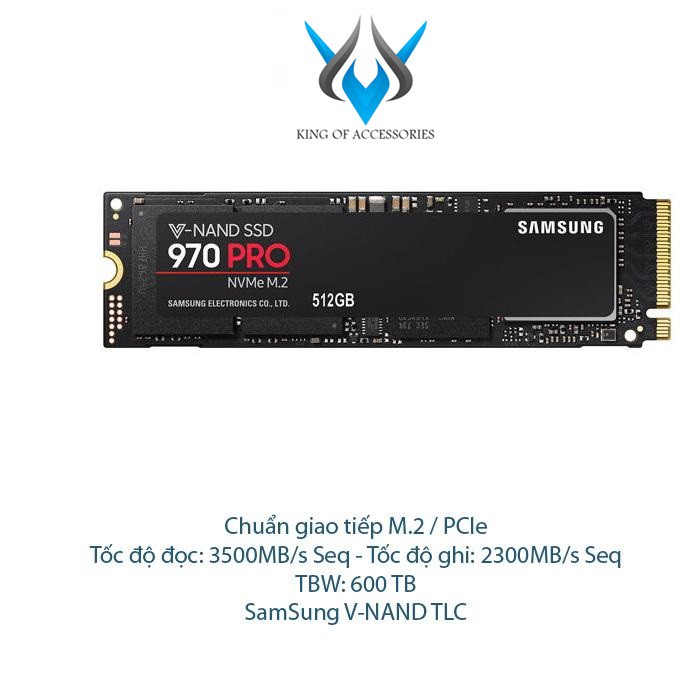 Ổ Cứng SSD Samsung 970 PRO M2 512GB-Chuẩn giao tiếp PCIe Gen 3×4 (Đen)