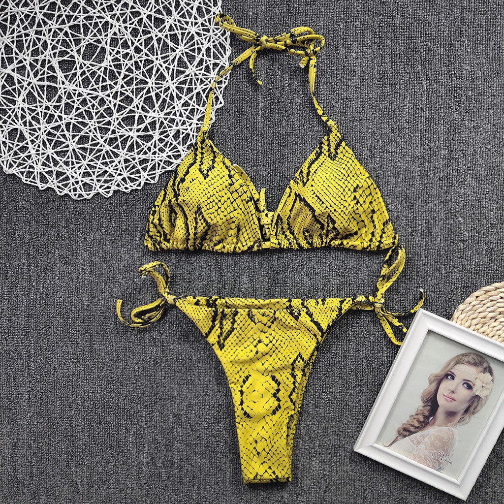 Bikini Cổ Chữ V Hoạ Tiết Da Rắn Phong Cách Cho Nữ | BigBuy360 - bigbuy360.vn