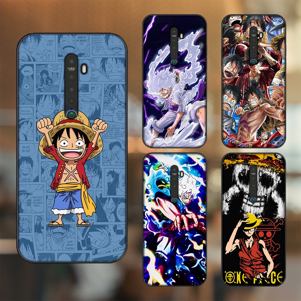 Ốp lưng Oppo Reno 2 viền đen in hình Luffy One Piece