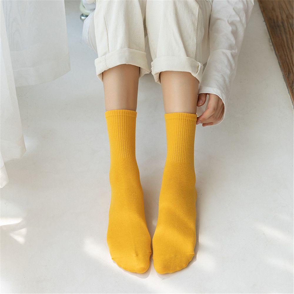 Vớ Cotton Màu Sắc Đơn Giản Thoải Mái Dành Cho Nữ