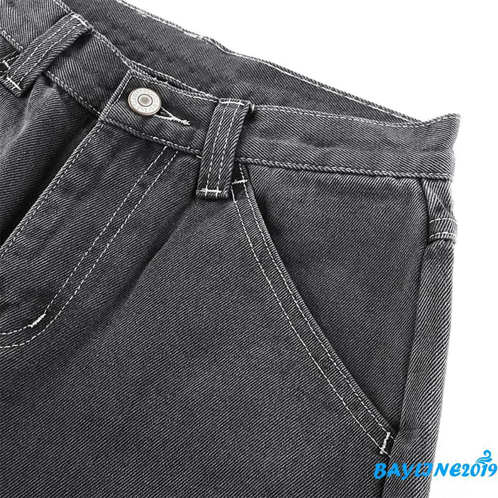 Quần jeans dài lưng cao phối màu thời trang cho nữ