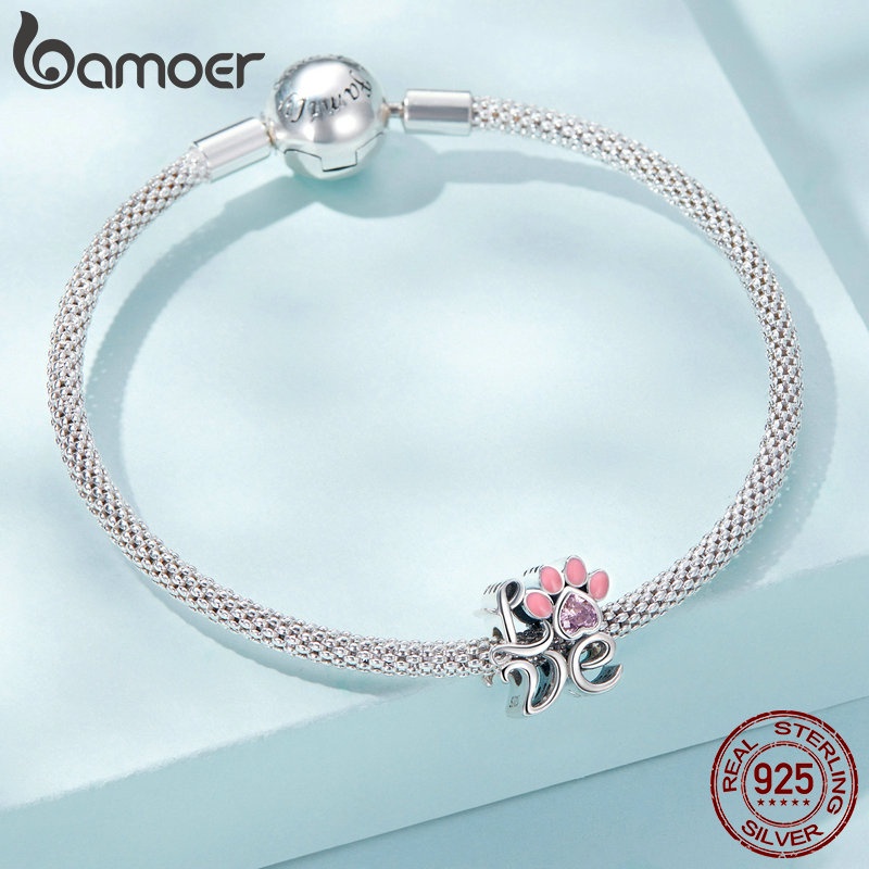 Hạt cườm BAMOER bạc 925 hình móng vuốt trái tim