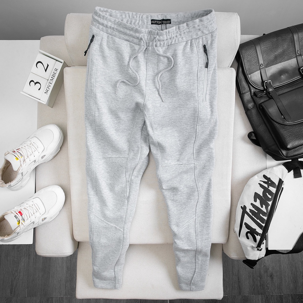 Quần Jogger Nam, quần nỉ nam chất liệu PC COTTON Hàn cao cấp, dày ấm Ống Xuông Xám