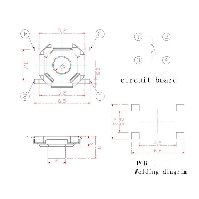 Bộ 10 Công Tắc Nút Bấm Smd 4x4 X 1.5mm 4x4 X 1.5mm ~ 7mm 4x4 X 1.5mm ~ 7mm 5.2mm X 5.2mm Chuyên Dụng