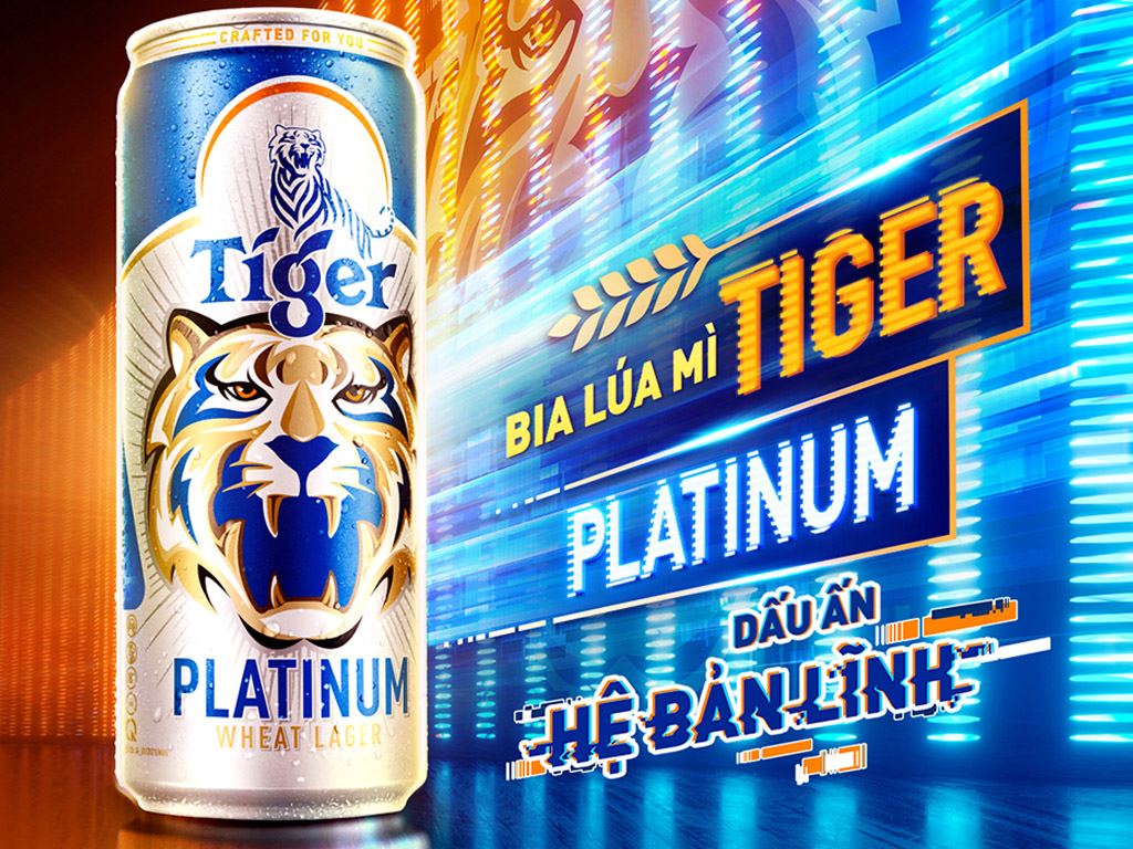 Thùng 24 lon bia lúa mì Tiger Platinum Wheat Lager 330ml/lon / Lốc 6 lon bia Tiger Platinum Wheat Lager 330ml