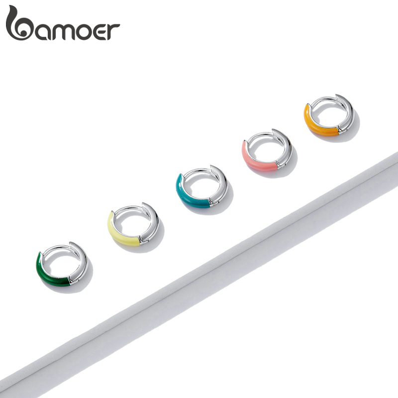 1 Bông Tai Bamoer Chính Hãng Bằng Bạc 925 Màu Vàng / Bạc BSE488-BU Đơn Giản Thời Trang Cho Nữ