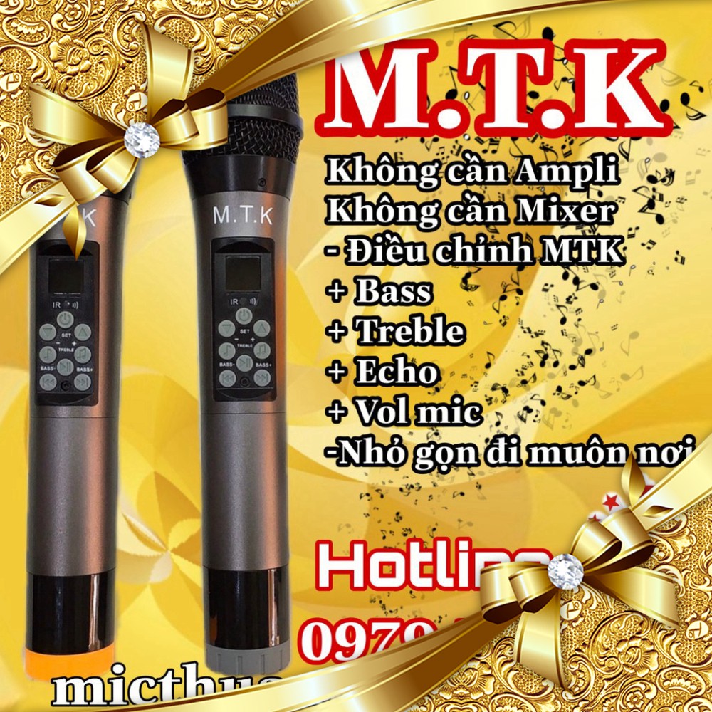 [GIÁ TỐT NHẤT] MICRO KHÔNG DÂY MTK chỉnh được bass, treble, echo trên thân mic chất lượng