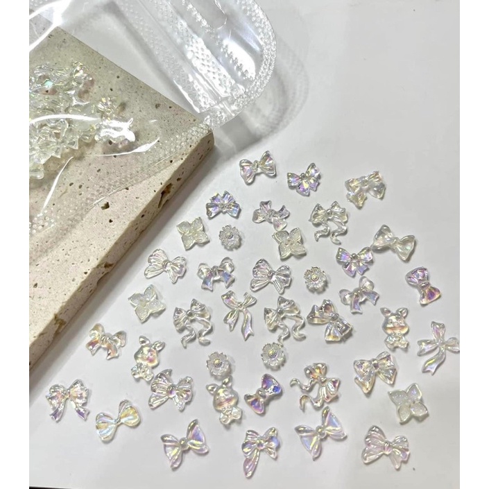 Sét nơ thuỷ tinh 7 màu mĩx kiểu