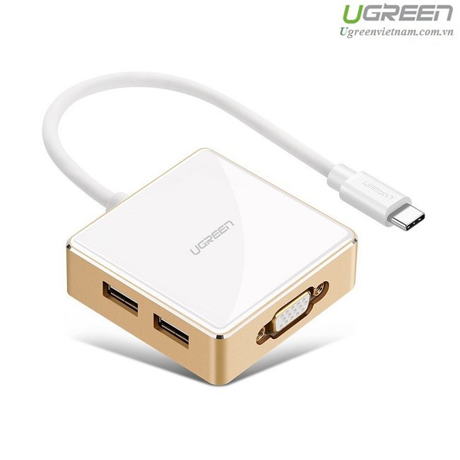 [Mã 155ELSALE giảm 7% đơn 300K] Cáp USB type C to VGA + Hub USB 2.0 &amp; 3.0 hỗ trợ sạc Macbook chính hãng Ugreen 30442